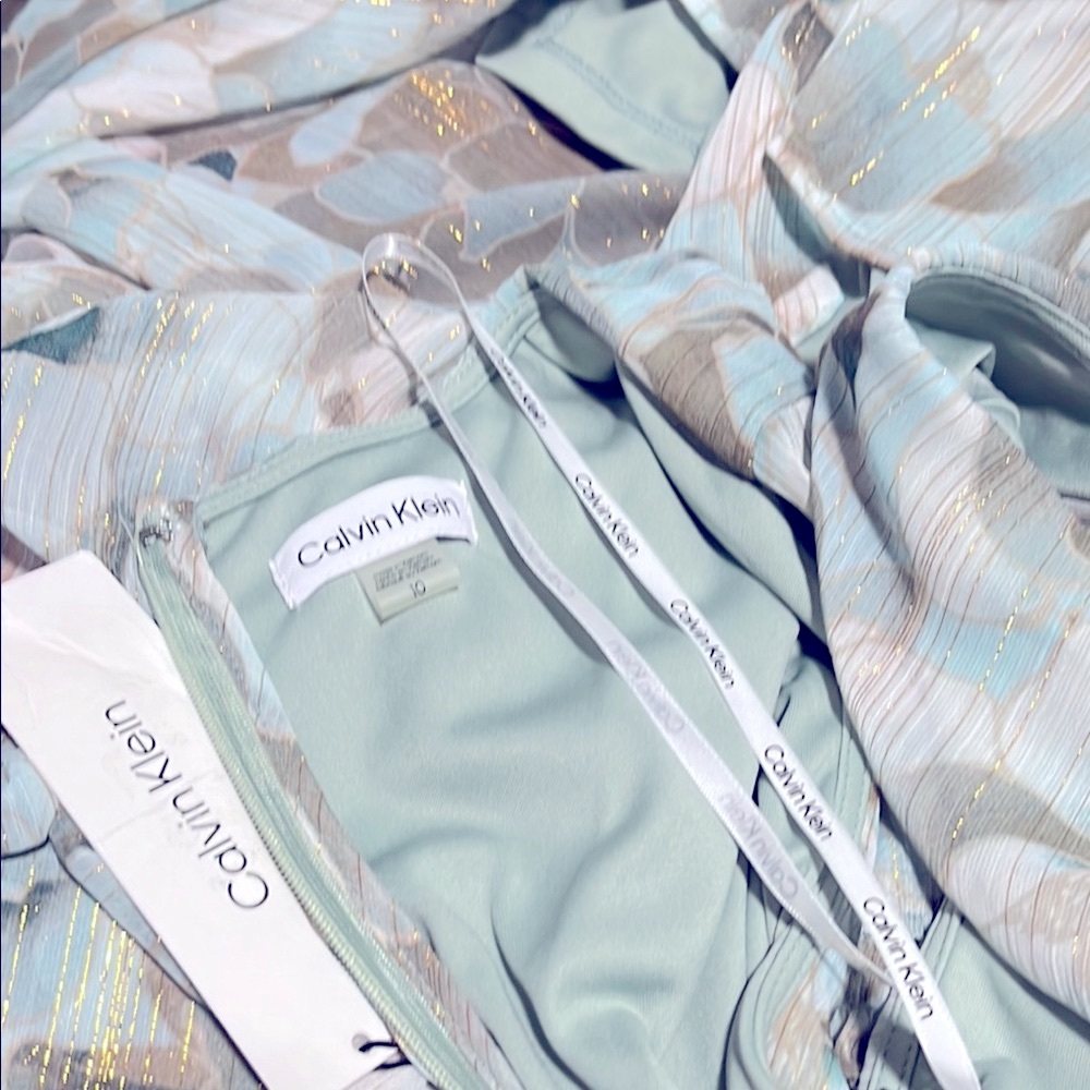 Calvin Klein Green Floral Tiered Maxi Dress | NWT | Size 10 - Picture 7 of 10